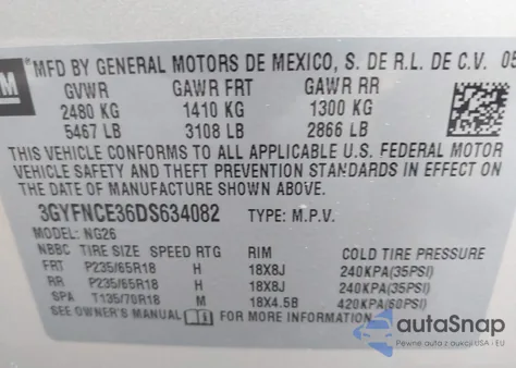 2013 Cadillac Srx Luxury Collection из США, поврежденный, VIN 3GYFNCE36DS634082